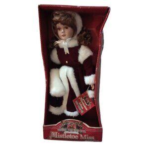 Vintage Mistletoe Miss Collectable Tradition Genuine Porcelain Doll Winter Style